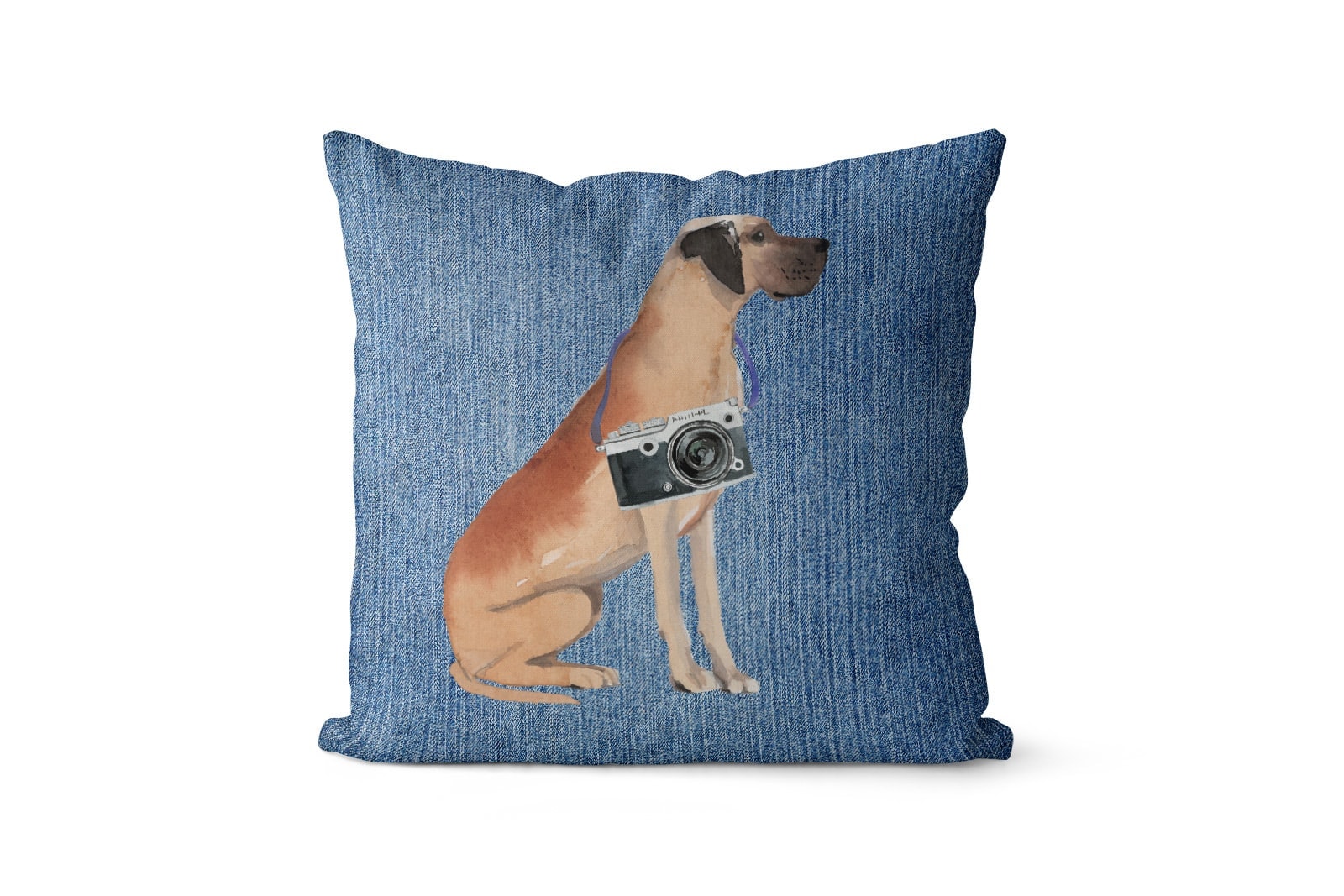 Great Dane dog Inspired Denim Style Throw Pillow Cushion - Travel collection 7 Great Dane dog Inspired Denim Style Throw Pillow Cushion - Travel collection - Image 6