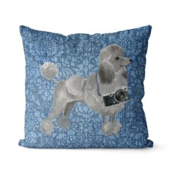 Adventure is out there cushion Grey Poodle Bleached Damask Denim front view