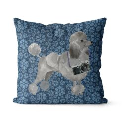 Adventure is out there cushion Grey Poodle Daisy Denim front view