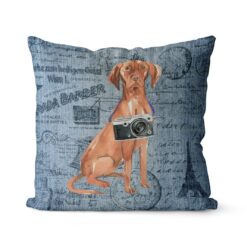 Hungarian Vizsla dog Inspired Denim Style Throw Pillow Cushion - Travel collection