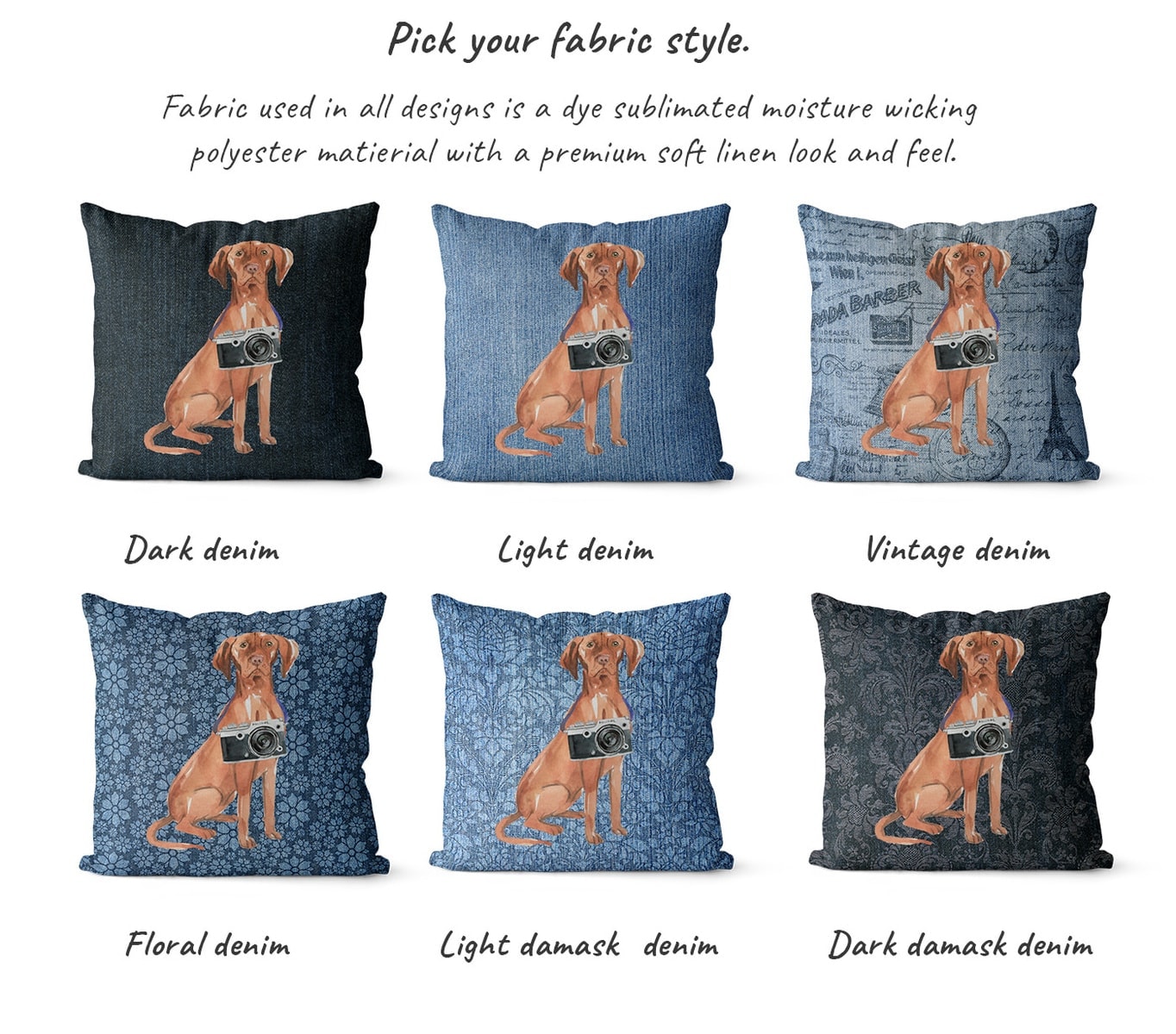 Hungarian Vizsla dog Inspired Denim Style Throw Pillow Cushion - Travel collection 6 Hungarian Vizsla dog Inspired Denim Style Throw Pillow Cushion - Travel collection - Image 5