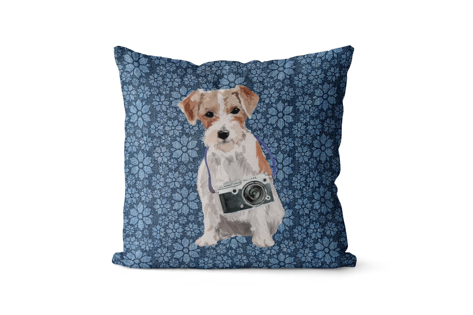 Jack Russell dog Inspired Denim Style Throw Pillow Cushion - Travel collection 10 Jack Russell dog Inspired Denim Style Throw Pillow Cushion - Travel collection - Image 9