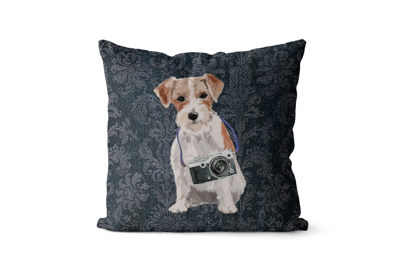Jack Russell dog Inspired Denim Style Throw Pillow Cushion - Travel collection 9 Jack Russell dog Inspired Denim Style Throw Pillow Cushion - Travel collection - Image 8