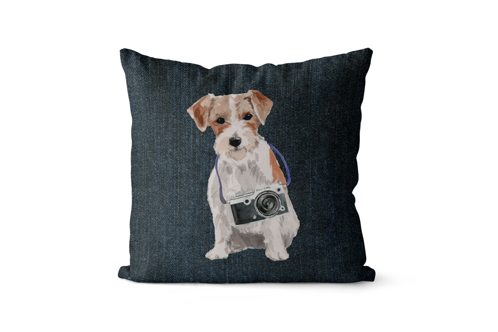 Jack Russell dog Inspired Denim Style Throw Pillow Cushion - Travel collection 8 Jack Russell dog Inspired Denim Style Throw Pillow Cushion - Travel collection - Image 7