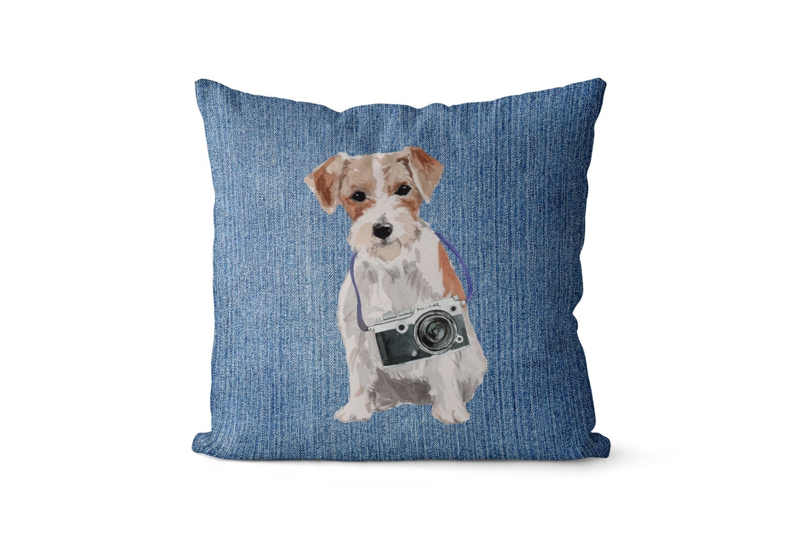 Jack Russell dog Inspired Denim Style Throw Pillow Cushion - Travel collection 7 Jack Russell dog Inspired Denim Style Throw Pillow Cushion - Travel collection - Image 6