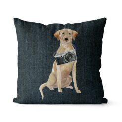 Adventure is out there cushion Labrador retriever Dark Denim front view