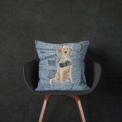 Adventure is out there cushion Labrador retriever Faded Ephemera Denim black chair