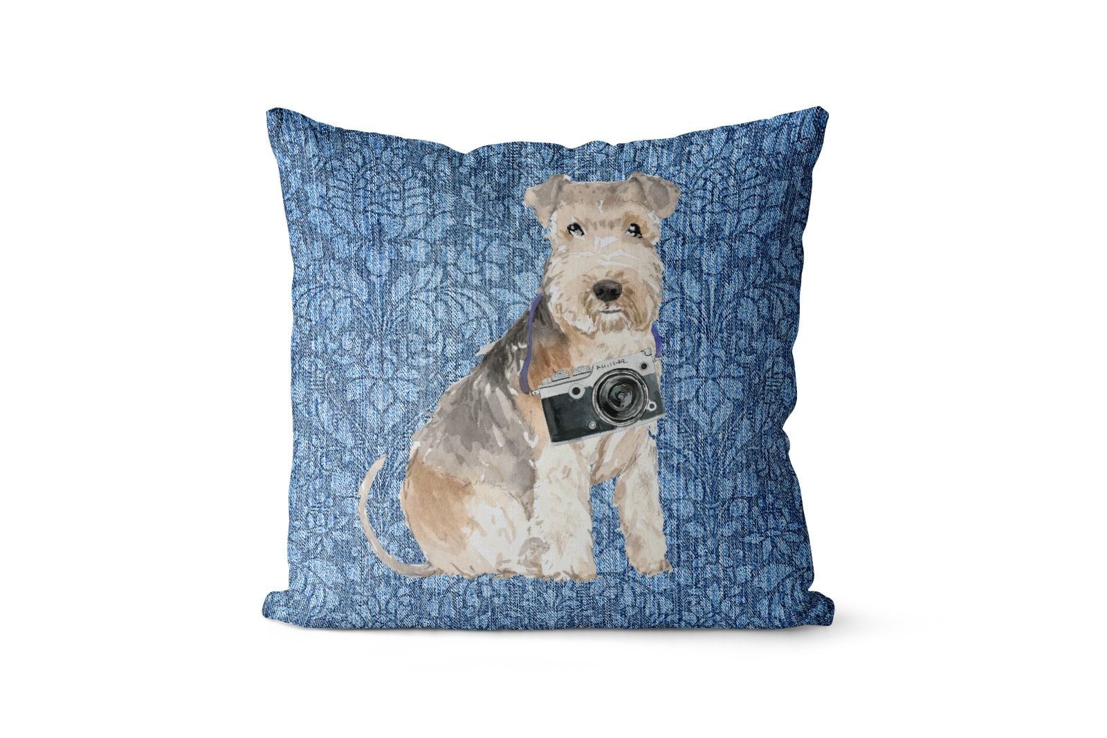 Lakeland Terrier dog Inspired Denim Style Throw Pillow Cushion - Travel collection 11 Lakeland Terrier dog Inspired Denim Style Throw Pillow Cushion - Travel collection - Image 10
