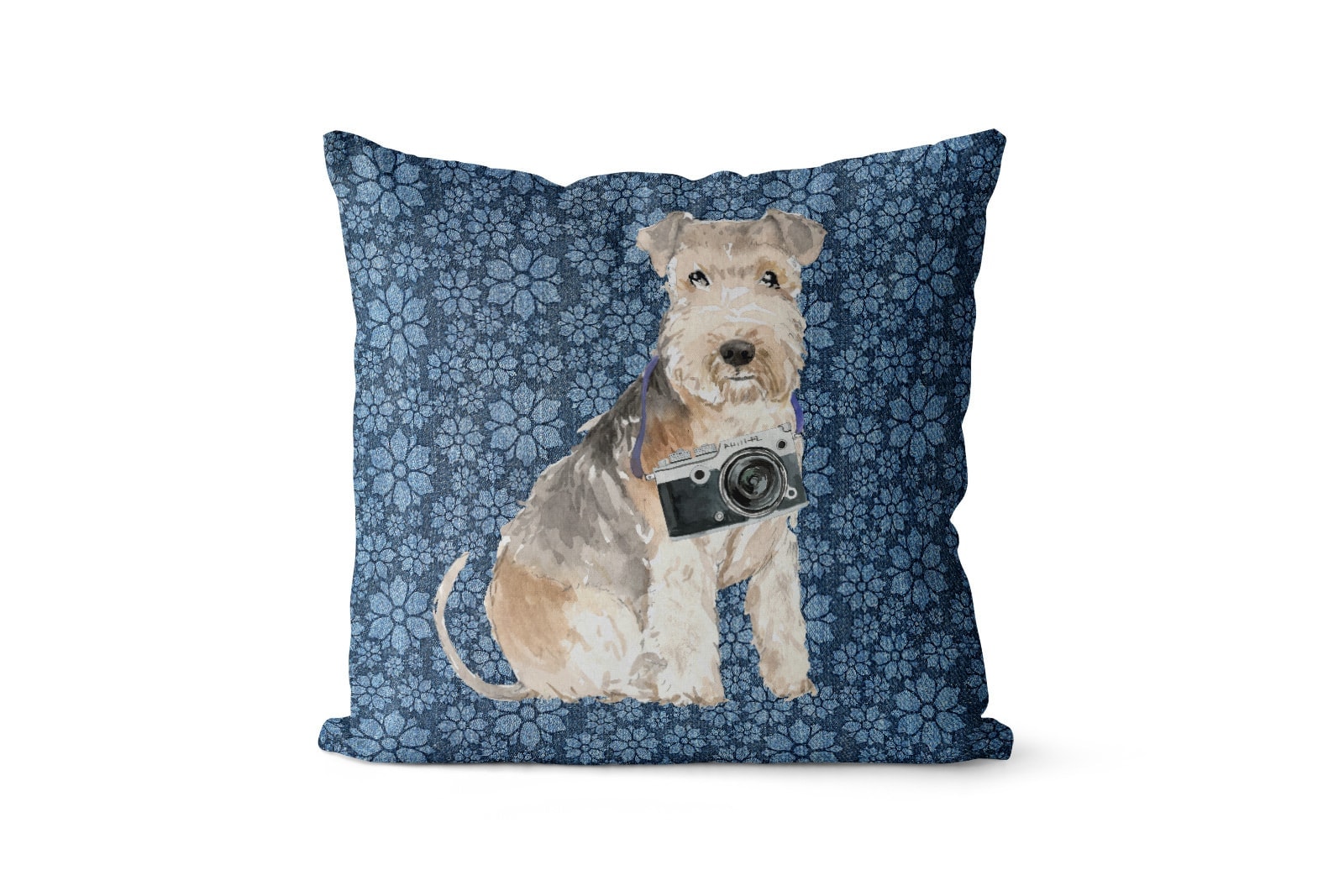 Lakeland Terrier dog Inspired Denim Style Throw Pillow Cushion - Travel collection 10 Lakeland Terrier dog Inspired Denim Style Throw Pillow Cushion - Travel collection - Image 9