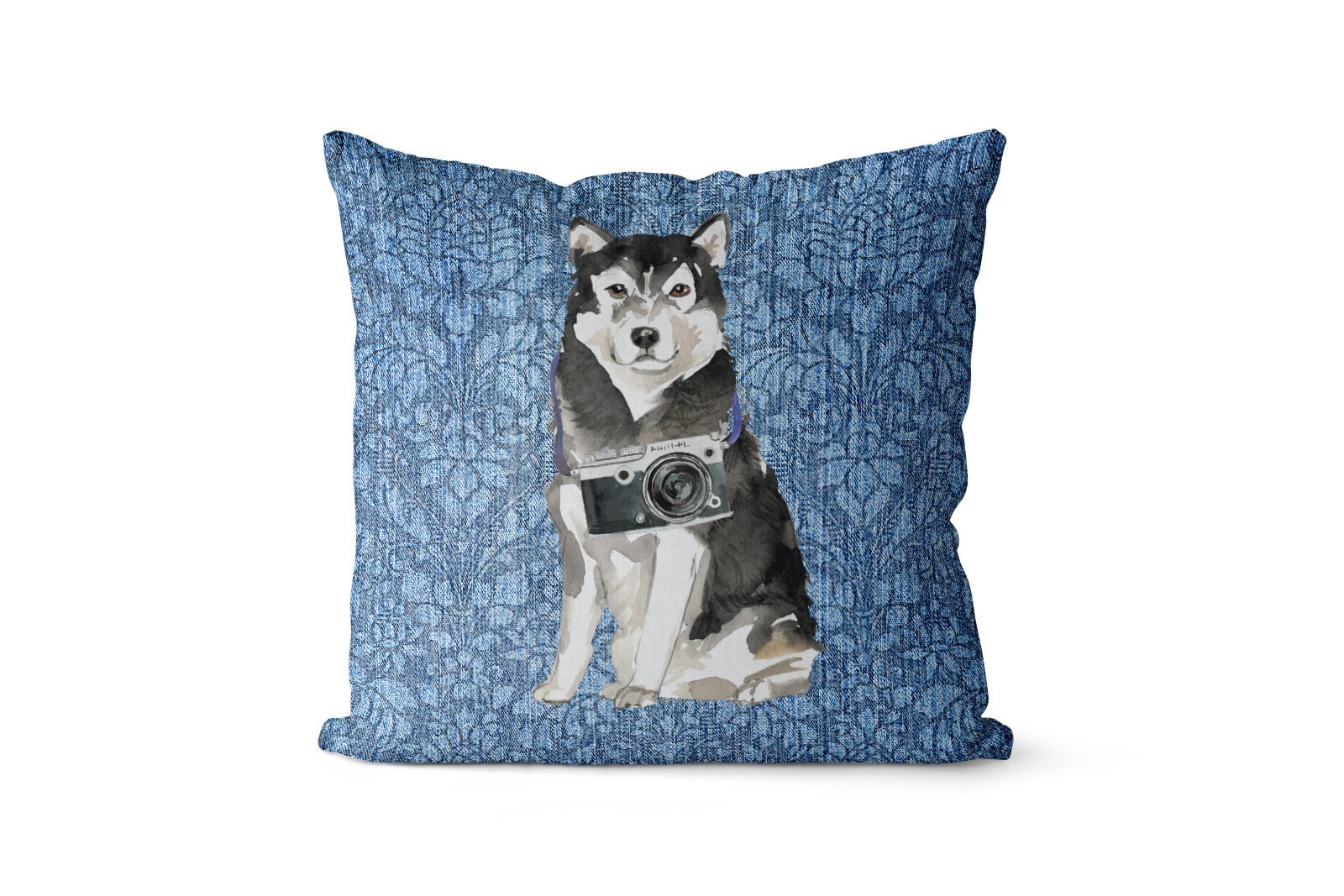 Malamute dog Inspired Denim Style Throw Pillow Cushion - Travel collection 10 Malamute dog Inspired Denim Style Throw Pillow Cushion - Travel collection - Image 9