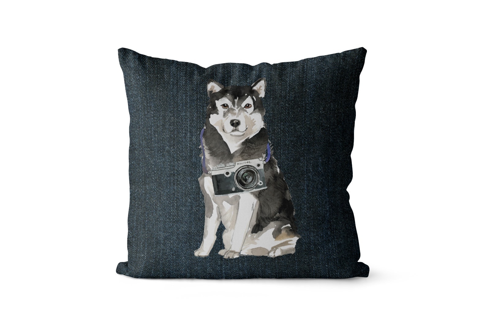 Malamute dog Inspired Denim Style Throw Pillow Cushion - Travel collection 7 Malamute dog Inspired Denim Style Throw Pillow Cushion - Travel collection - Image 6
