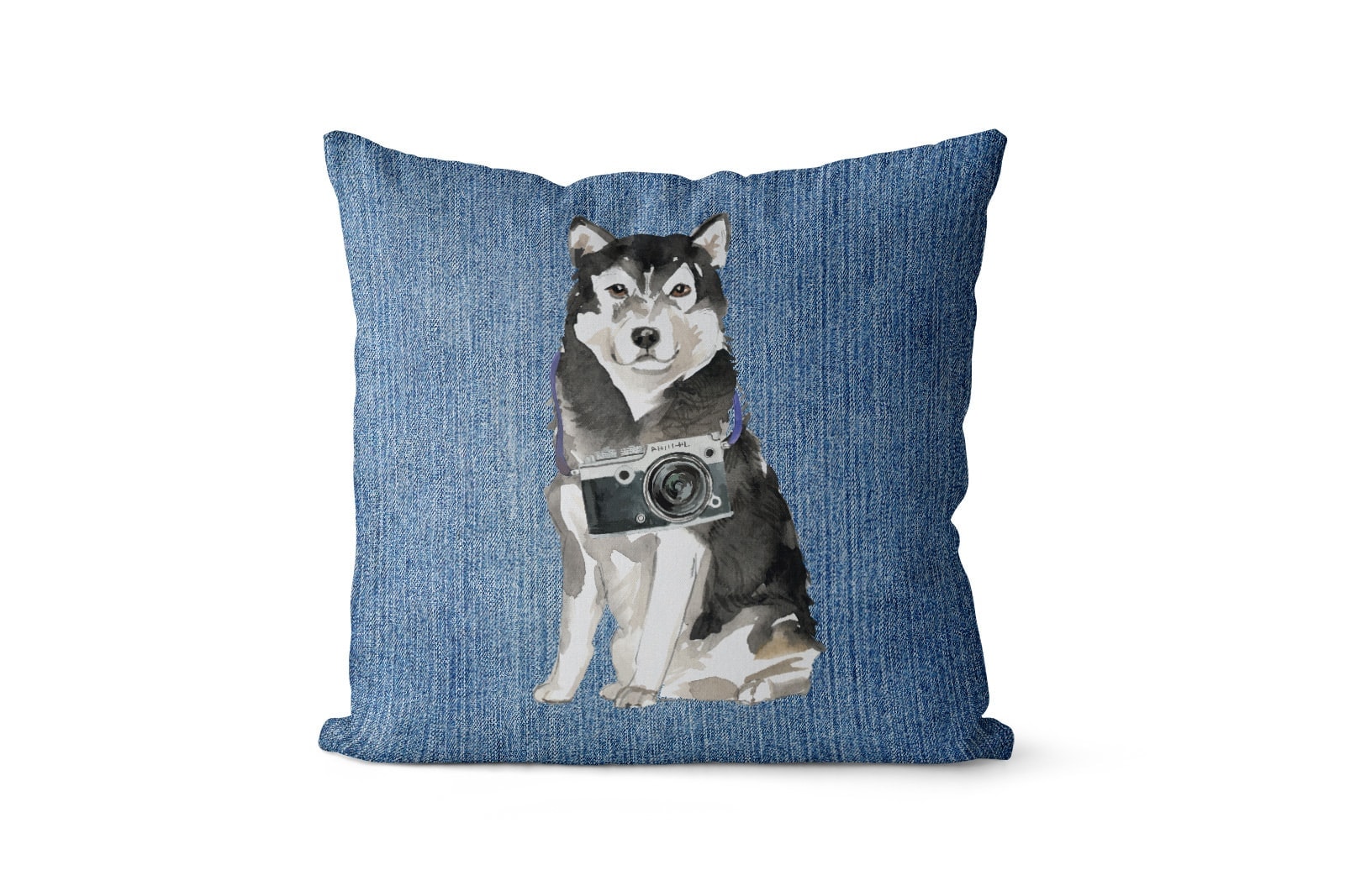 Malamute dog Inspired Denim Style Throw Pillow Cushion - Travel collection 6 Malamute dog Inspired Denim Style Throw Pillow Cushion - Travel collection - Image 5