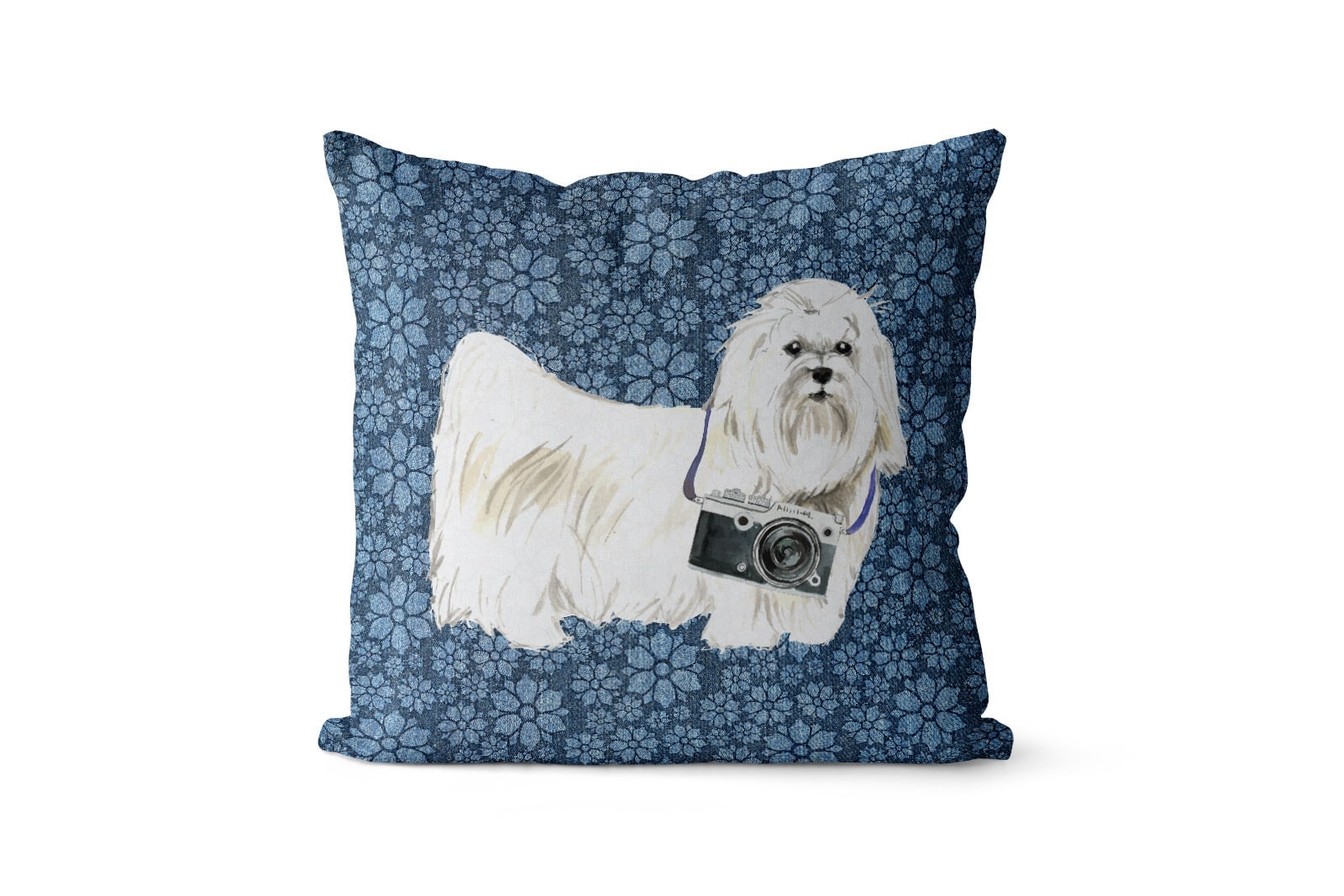 Maltese dog Inspired Denim Style Throw Pillow Cushion - Travel collection 9 Maltese dog Inspired Denim Style Throw Pillow Cushion - Travel collection - Image 8
