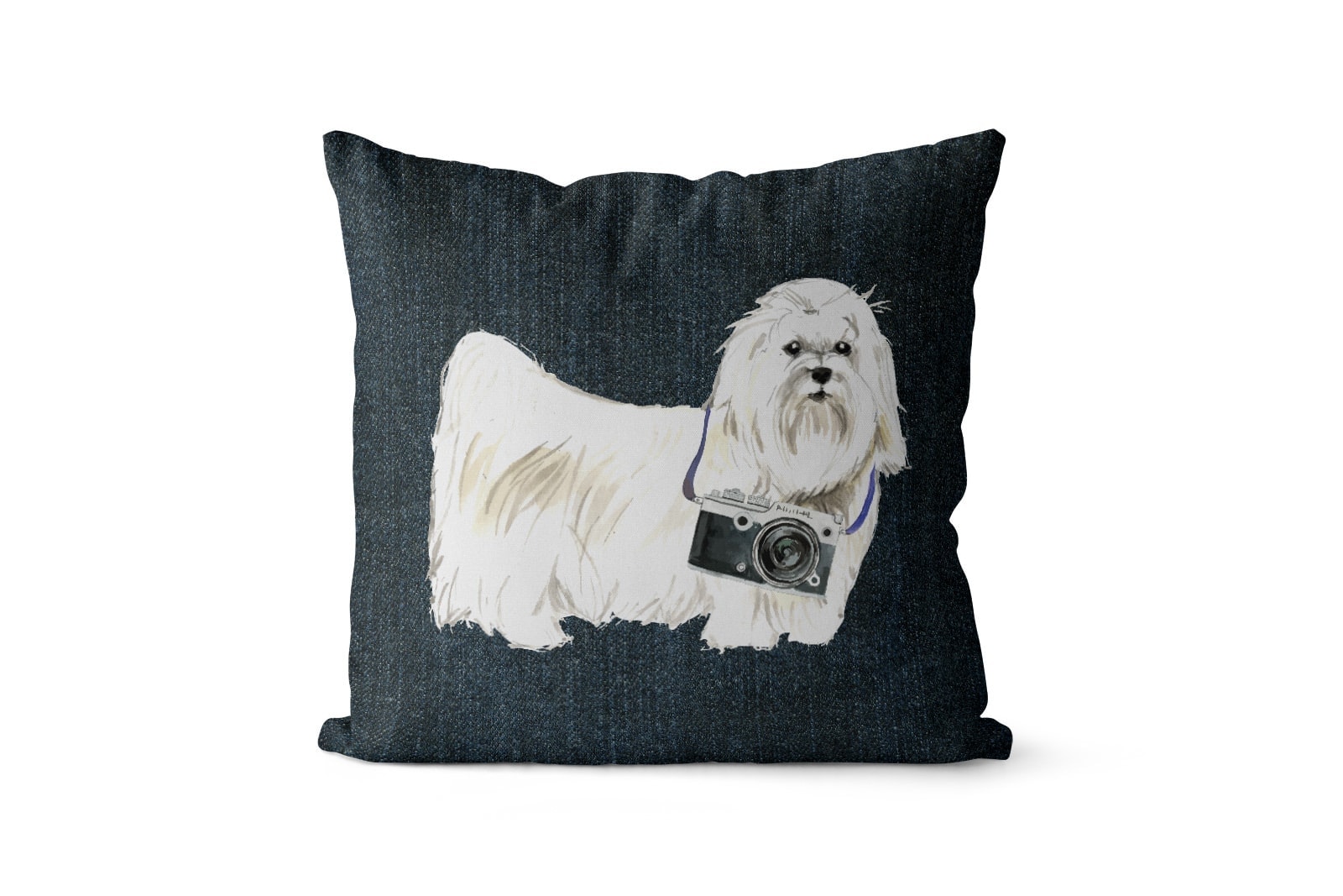 Maltese dog Inspired Denim Style Throw Pillow Cushion - Travel collection 7 Maltese dog Inspired Denim Style Throw Pillow Cushion - Travel collection - Image 6