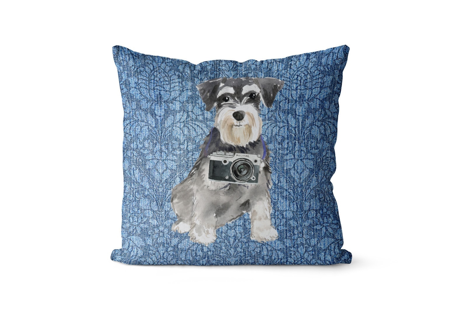 Miniature Schnauzer dog Inspired Denim Style Throw Pillow Cushion - Travel collection 12 Miniature Schnauzer dog Inspired Denim Style Throw Pillow Cushion - Travel collection - Image 10