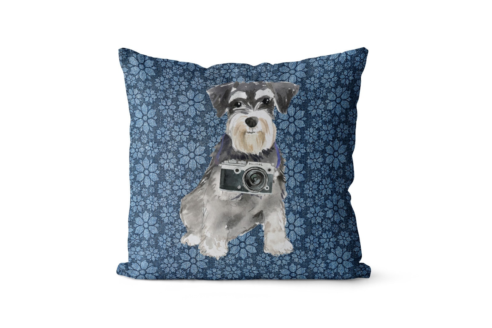 Miniature Schnauzer dog Inspired Denim Style Throw Pillow Cushion - Travel collection 11 Miniature Schnauzer dog Inspired Denim Style Throw Pillow Cushion - Travel collection - Image 9