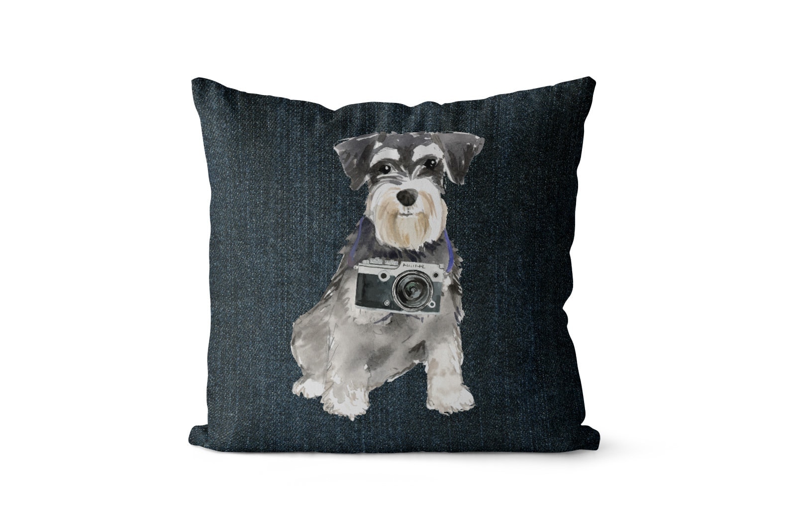 Miniature Schnauzer dog Inspired Denim Style Throw Pillow Cushion - Travel collection 9 Miniature Schnauzer dog Inspired Denim Style Throw Pillow Cushion - Travel collection - Image 7