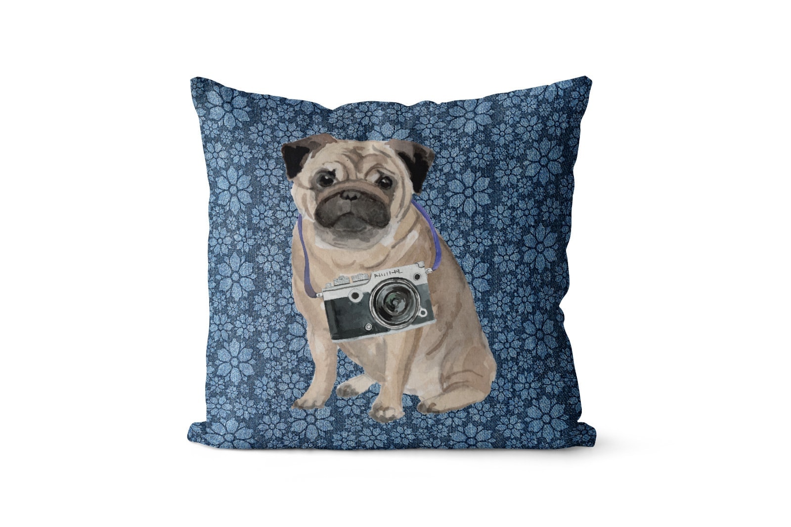 Pug dog Inspired Denim Style Throw Pillow Cushion - Travel collection 9 Pug dog Inspired Denim Style Throw Pillow Cushion - Travel collection - Image 8