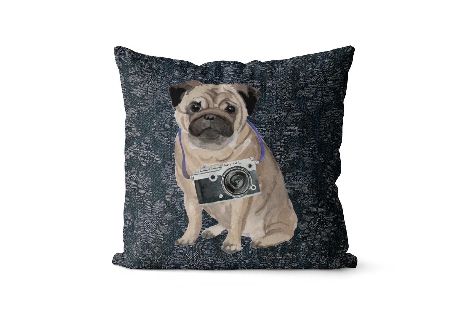 Pug dog Inspired Denim Style Throw Pillow Cushion - Travel collection 8 Pug dog Inspired Denim Style Throw Pillow Cushion - Travel collection - Image 7