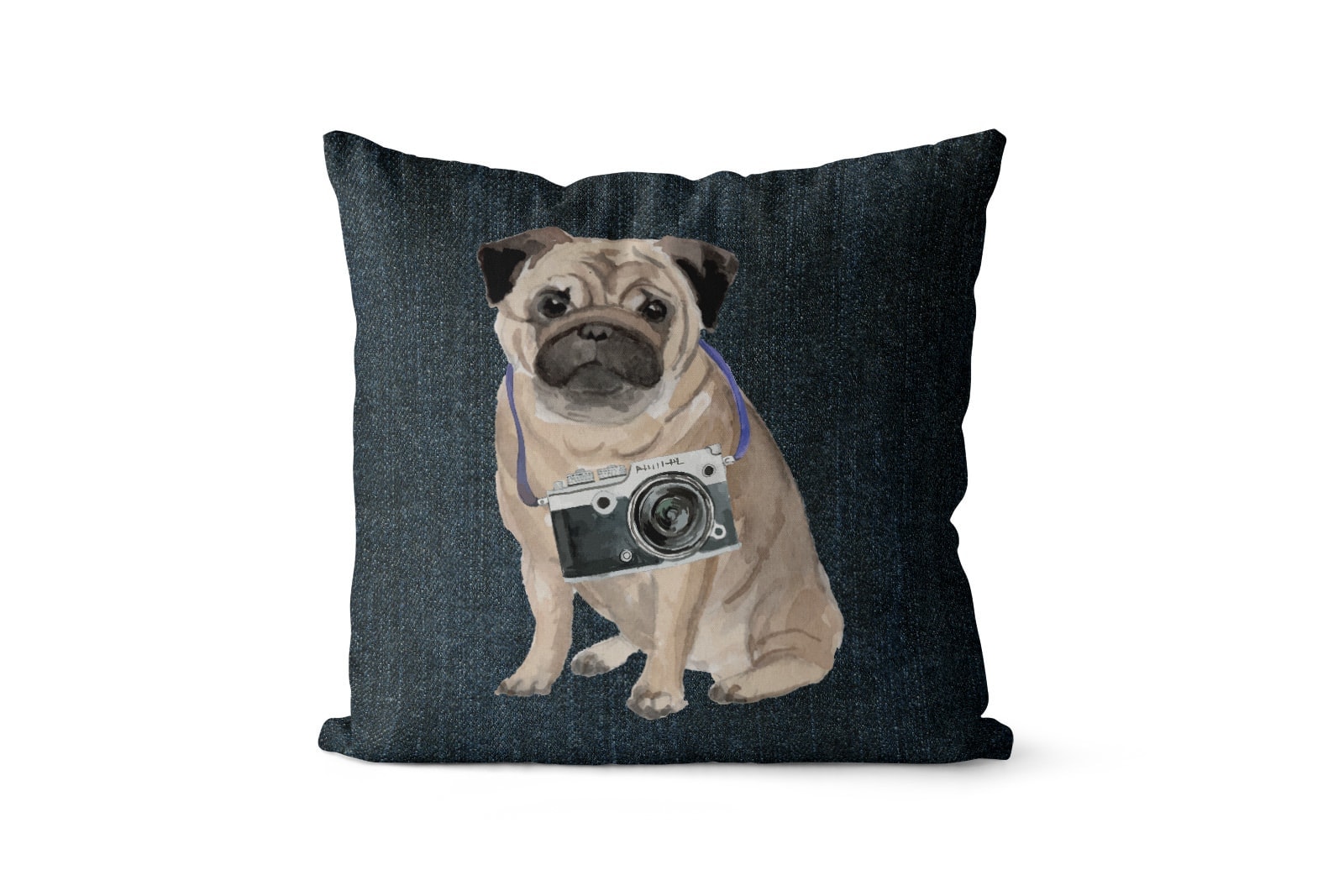 Pug dog Inspired Denim Style Throw Pillow Cushion - Travel collection 7 Pug dog Inspired Denim Style Throw Pillow Cushion - Travel collection - Image 6