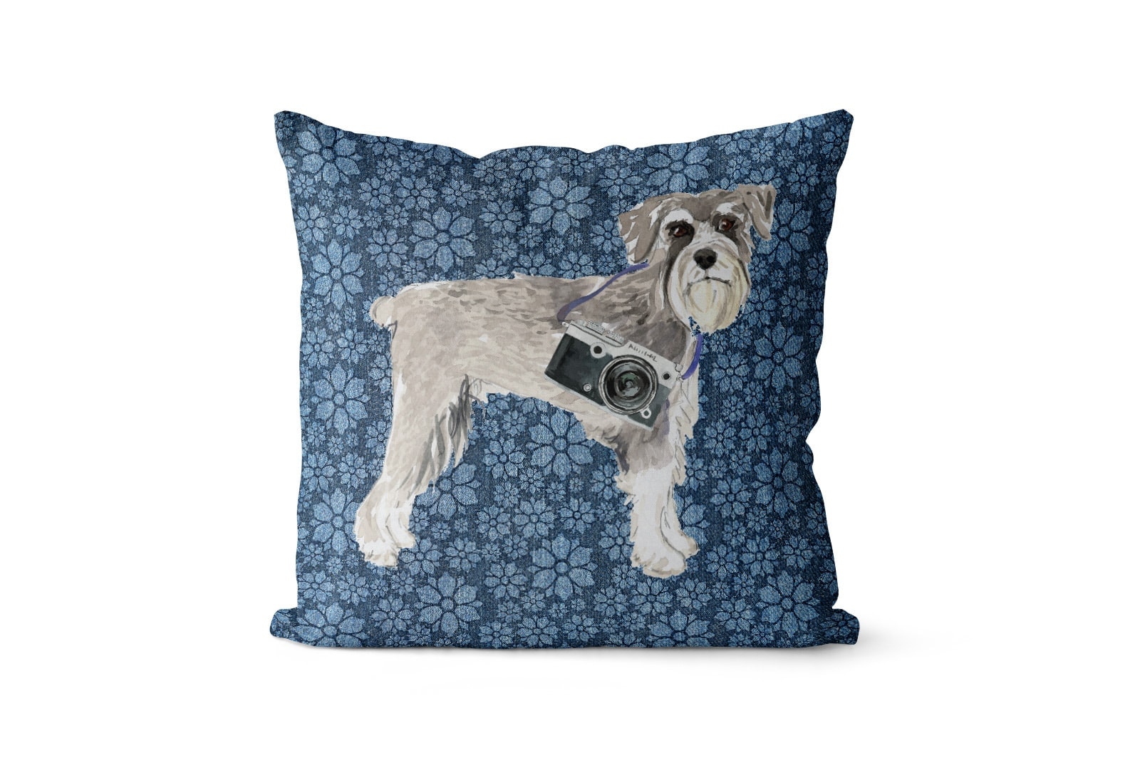 Schnauzer dog Inspired Denim Style Throw Pillow Cushion - Travel collection 9 Schnauzer dog Inspired Denim Style Throw Pillow Cushion - Travel collection - Image 8