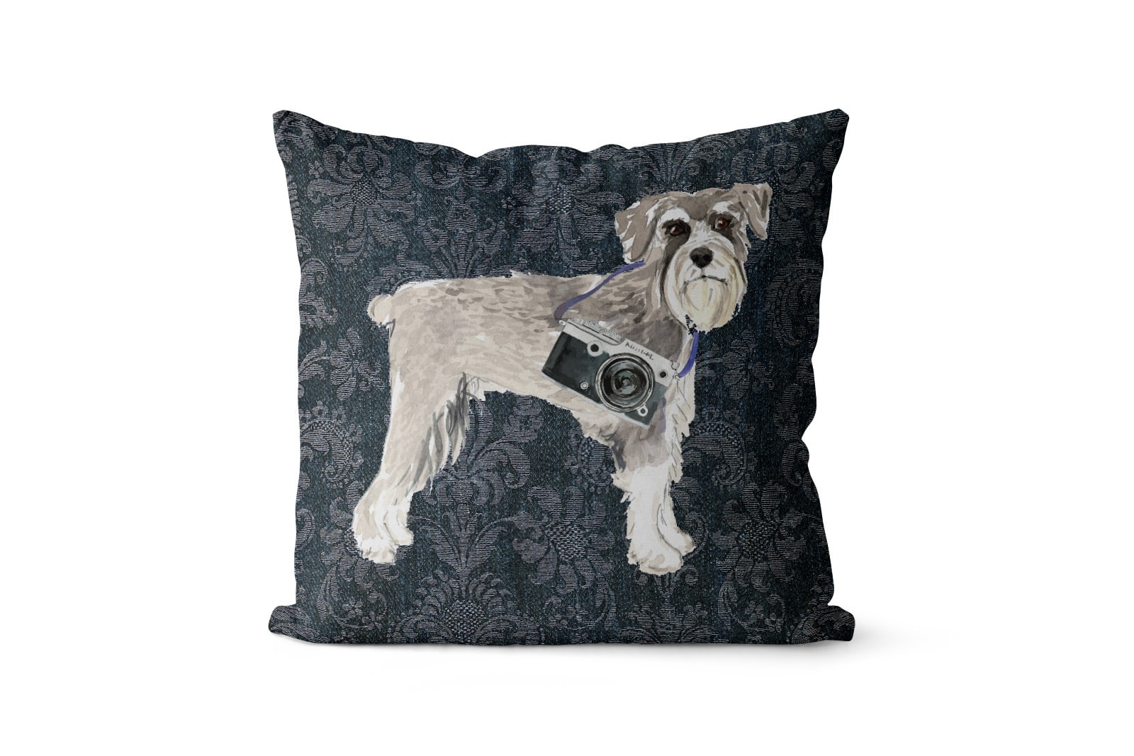 Schnauzer dog Inspired Denim Style Throw Pillow Cushion - Travel collection 8 Schnauzer dog Inspired Denim Style Throw Pillow Cushion - Travel collection - Image 7