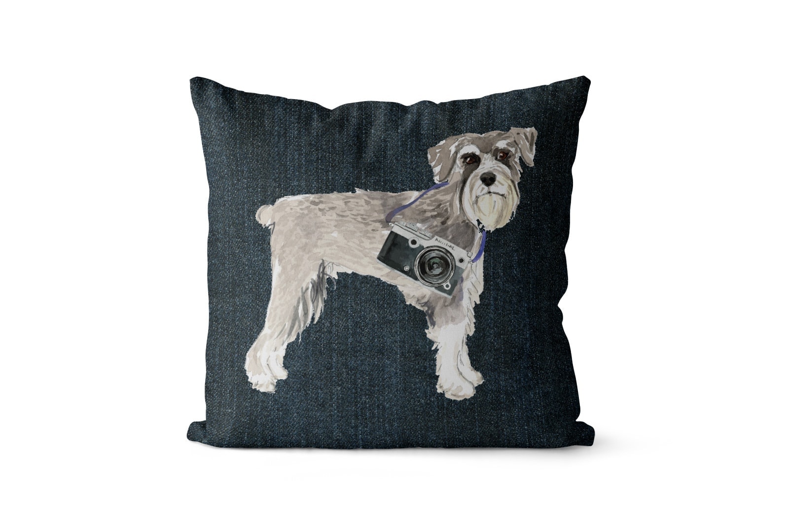 Schnauzer dog Inspired Denim Style Throw Pillow Cushion - Travel collection 7 Schnauzer dog Inspired Denim Style Throw Pillow Cushion - Travel collection - Image 6