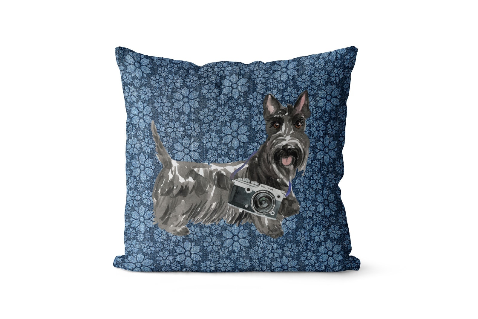 Scottish Terrier dog Inspired Denim Style Throw Pillow Cushion - Travel collection 10 Scottish Terrier dog Inspired Denim Style Throw Pillow Cushion - Travel collection - Image 9