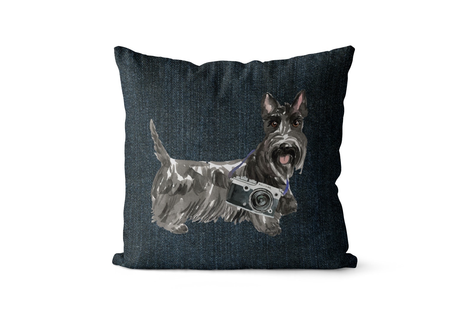 Scottish Terrier dog Inspired Denim Style Throw Pillow Cushion - Travel collection 8 Scottish Terrier dog Inspired Denim Style Throw Pillow Cushion - Travel collection - Image 7