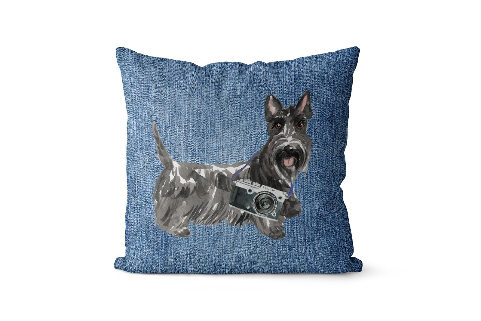 Scottish Terrier dog Inspired Denim Style Throw Pillow Cushion - Travel collection 7 Scottish Terrier dog Inspired Denim Style Throw Pillow Cushion - Travel collection - Image 6