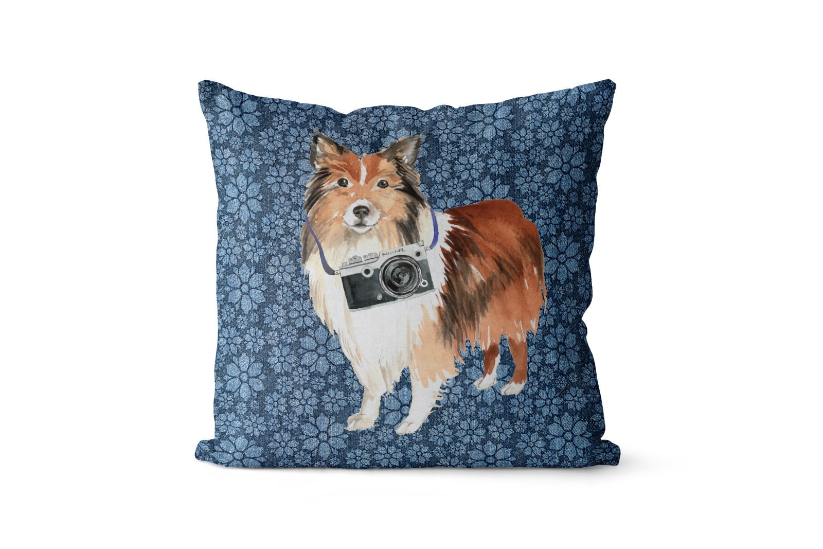 Shetland Sheepdog dog Inspired Denim Style Throw Pillow Cushion - Travel collection 10 Shetland Sheepdog dog Inspired Denim Style Throw Pillow Cushion - Travel collection - Image 9