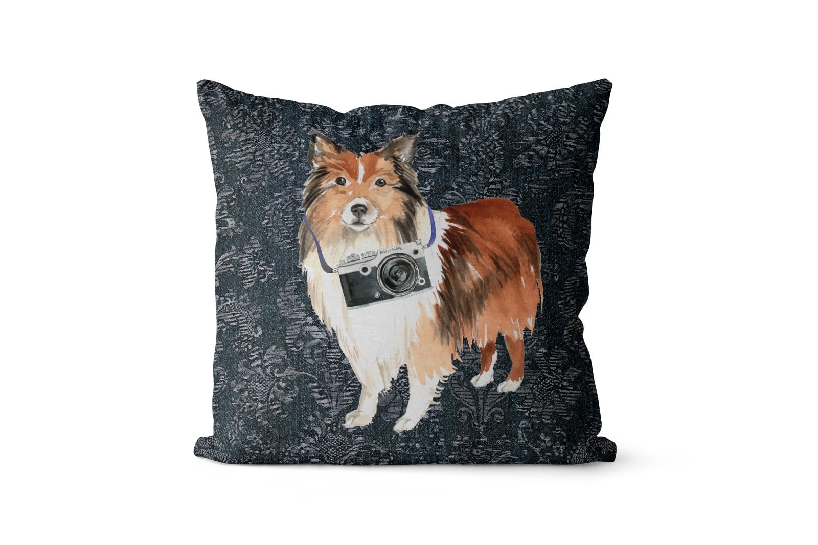 Shetland Sheepdog dog Inspired Denim Style Throw Pillow Cushion - Travel collection 9 Shetland Sheepdog dog Inspired Denim Style Throw Pillow Cushion - Travel collection - Image 8