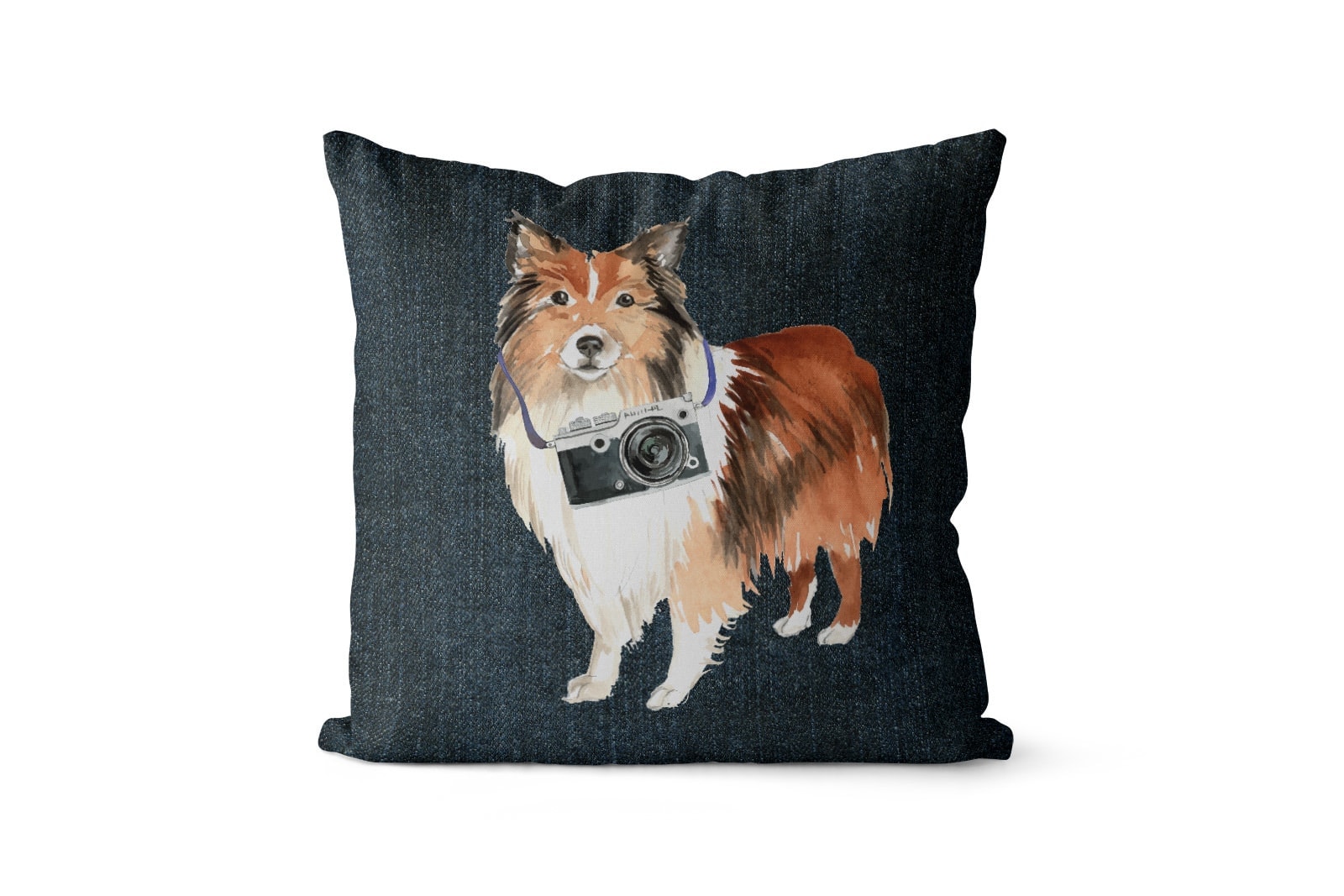 Shetland Sheepdog dog Inspired Denim Style Throw Pillow Cushion - Travel collection 8 Shetland Sheepdog dog Inspired Denim Style Throw Pillow Cushion - Travel collection - Image 7