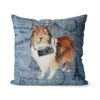 Shetland Sheepdog dog Inspired Denim Style Throw Pillow Cushion - Travel collection
