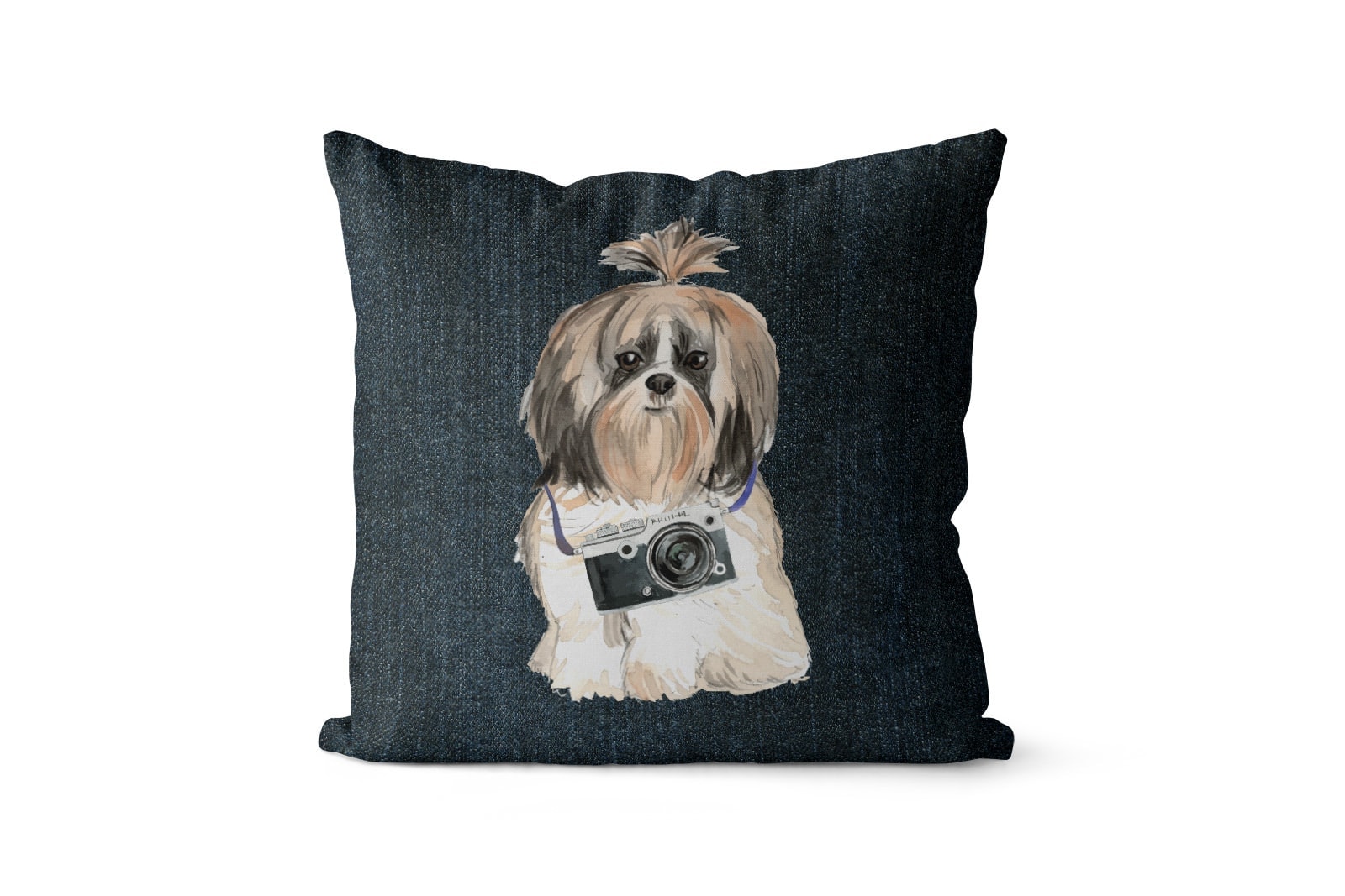 Shih tzu Long hair dog Inspired Denim Style Throw Pillow Cushion - Travel collection 8 Shih tzu Long hair dog Inspired Denim Style Throw Pillow Cushion - Travel collection - Image 6