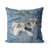 Shih tzu Short hair dog Inspired Denim Style Throw Pillow Cushion - Travel collection 2 Adventure is out there cushion Shih tzu Short hair Faded Ephemera Denim front view