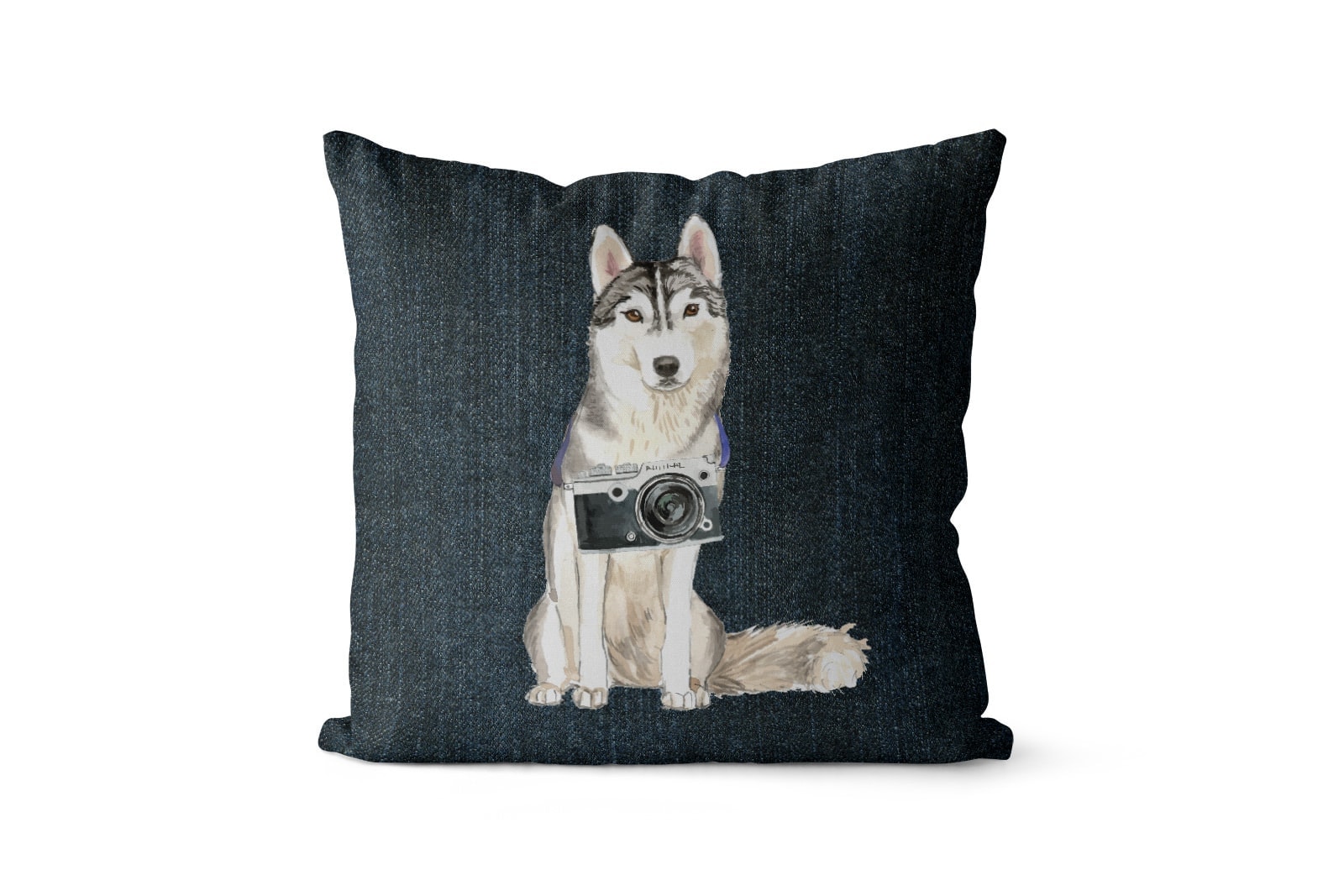 Siberian Husky dog Inspired Denim Style Throw Pillow Cushion - Travel collection 8 Siberian Husky dog Inspired Denim Style Throw Pillow Cushion - Travel collection - Image 7