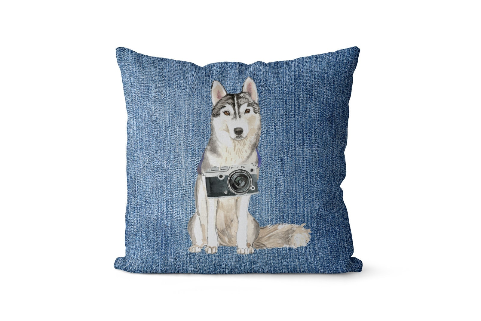 Siberian Husky dog Inspired Denim Style Throw Pillow Cushion - Travel collection 7 Siberian Husky dog Inspired Denim Style Throw Pillow Cushion - Travel collection - Image 6