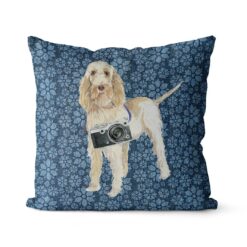Adventure is out there cushion Spinone Italiano Daisy Denim front view