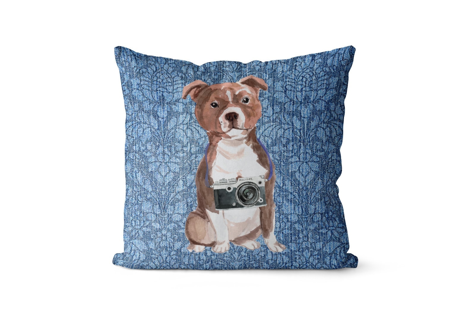 Staffordshire Bull Terrier dog Inspired Denim Style Throw Pillow Cushion - Travel collection 10 Staffordshire Bull Terrier dog Inspired Denim Style Throw Pillow Cushion - Travel collection - Image 9