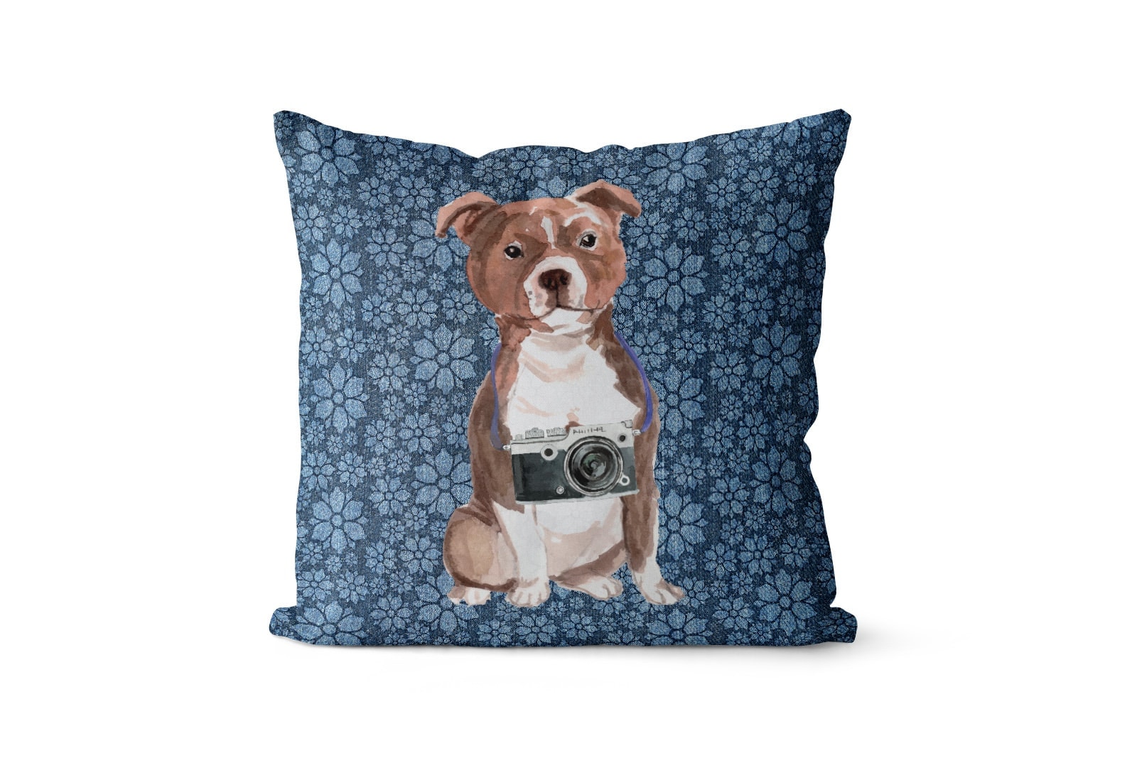 Staffordshire Bull Terrier dog Inspired Denim Style Throw Pillow Cushion - Travel collection 9 Staffordshire Bull Terrier dog Inspired Denim Style Throw Pillow Cushion - Travel collection - Image 8