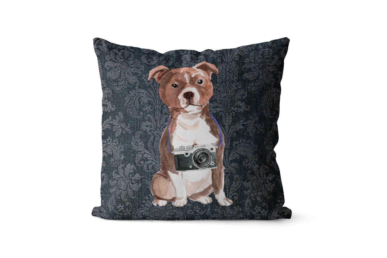 Staffordshire Bull Terrier dog Inspired Denim Style Throw Pillow Cushion - Travel collection 8 Staffordshire Bull Terrier dog Inspired Denim Style Throw Pillow Cushion - Travel collection - Image 7