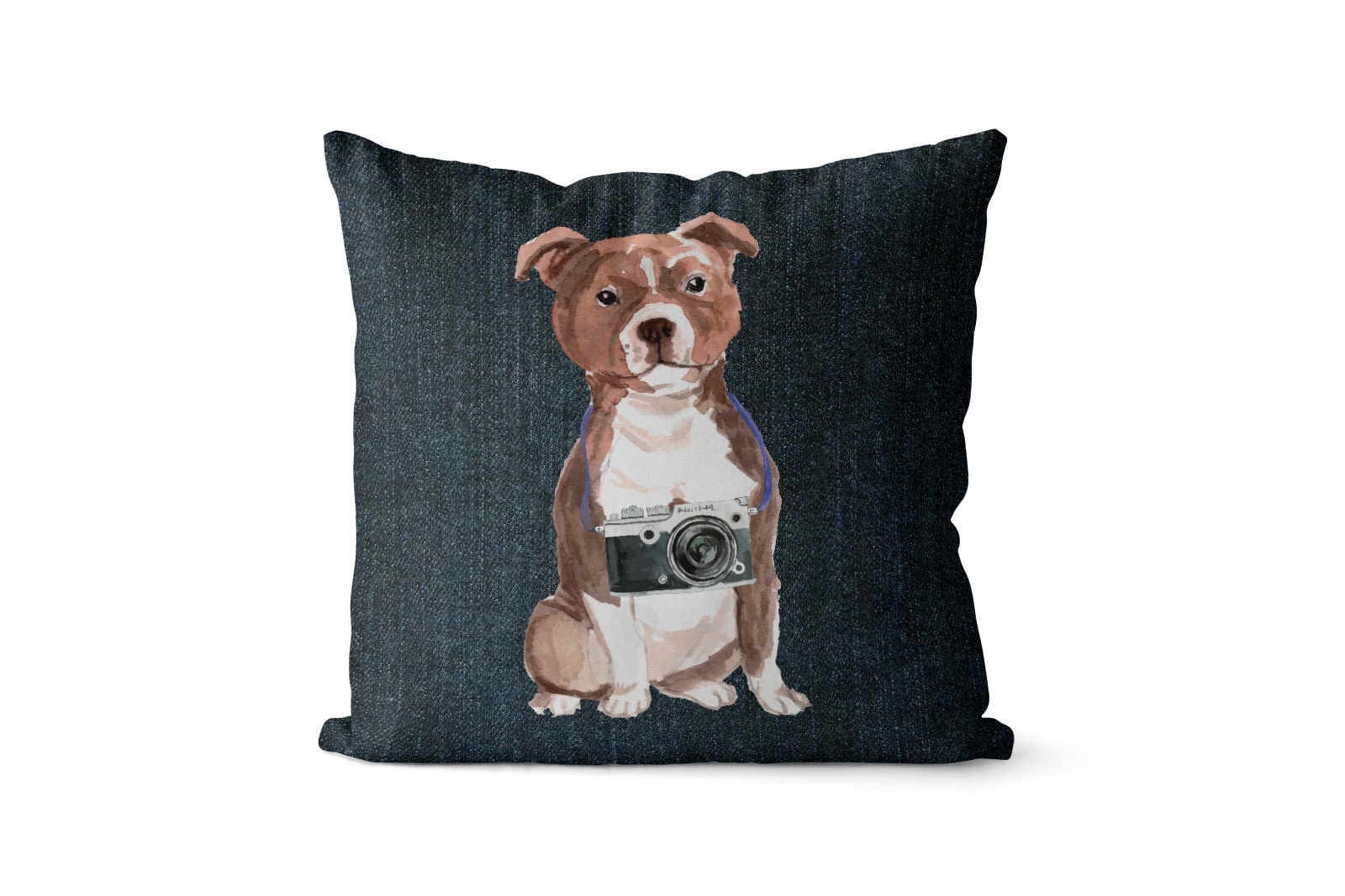 Staffordshire Bull Terrier dog Inspired Denim Style Throw Pillow Cushion - Travel collection 7 Staffordshire Bull Terrier dog Inspired Denim Style Throw Pillow Cushion - Travel collection - Image 6