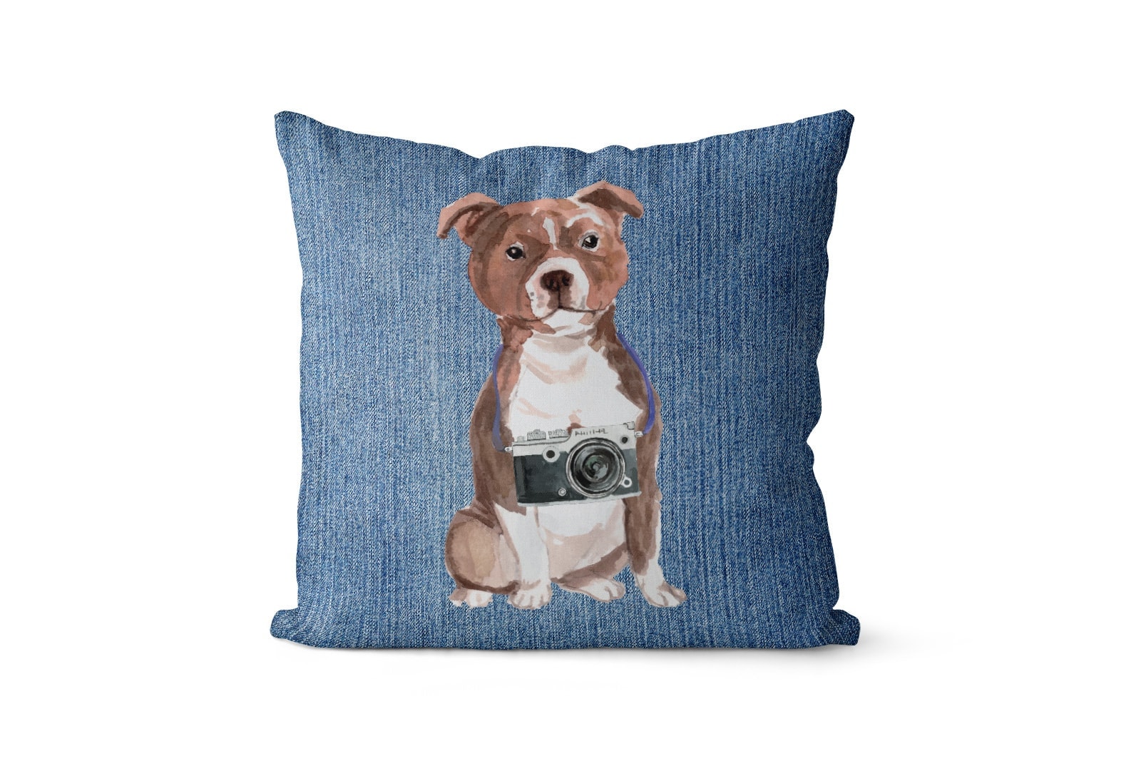 Staffordshire Bull Terrier dog Inspired Denim Style Throw Pillow Cushion - Travel collection 6 Staffordshire Bull Terrier dog Inspired Denim Style Throw Pillow Cushion - Travel collection - Image 5