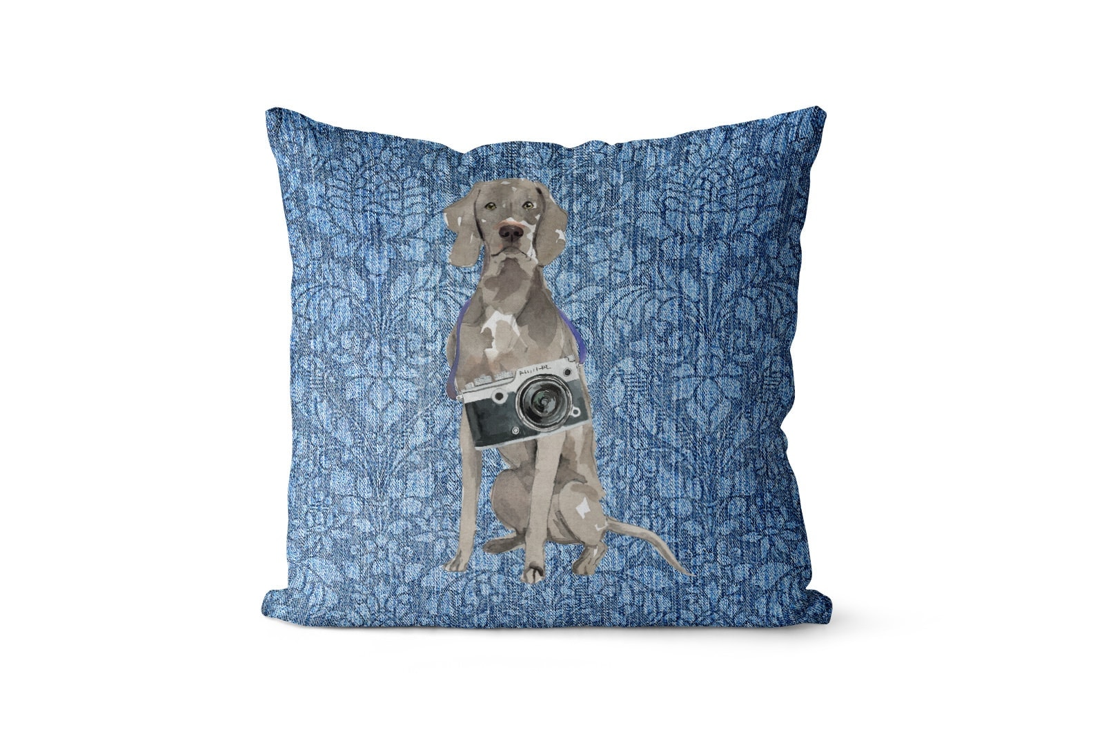 Weimaraner dog Inspired Denim Style Throw Pillow Cushion - Travel collection 10 Weimaraner dog Inspired Denim Style Throw Pillow Cushion - Travel collection - Image 9