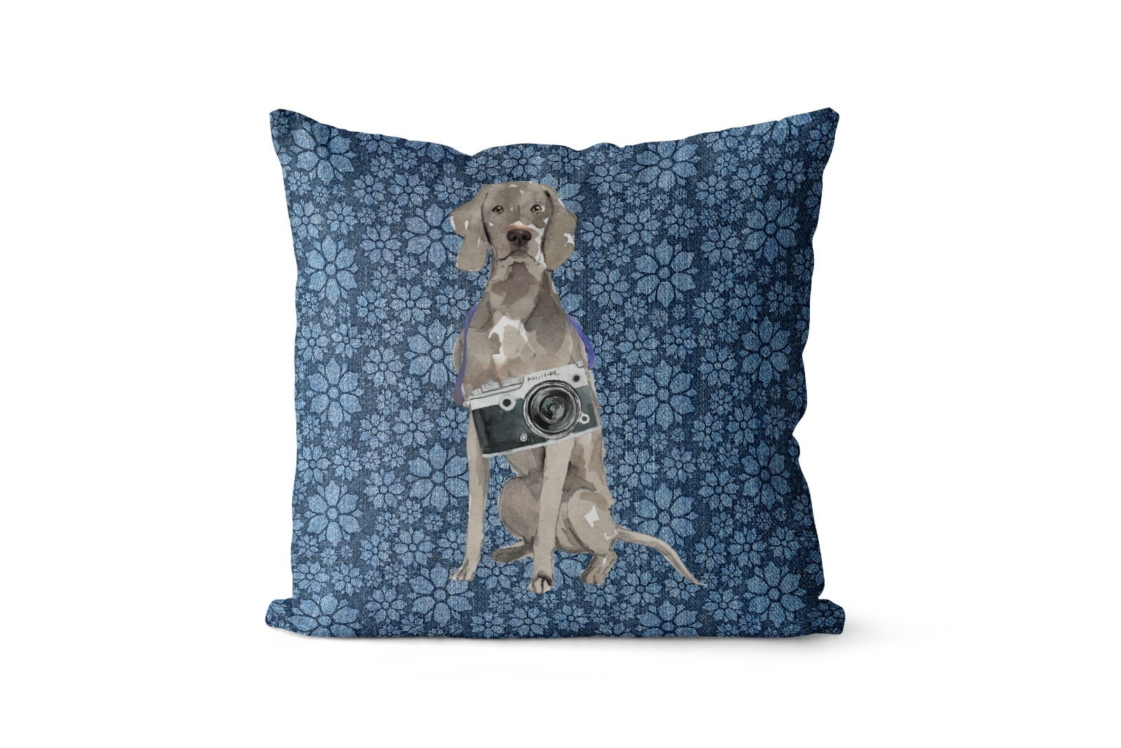 Weimaraner dog Inspired Denim Style Throw Pillow Cushion - Travel collection 9 Weimaraner dog Inspired Denim Style Throw Pillow Cushion - Travel collection - Image 8