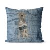 Adventure is out there cushion Weimaraner Faded Ephemera Denim front view