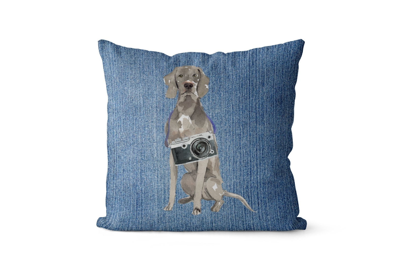 Weimaraner dog Inspired Denim Style Throw Pillow Cushion - Travel collection 6 Weimaraner dog Inspired Denim Style Throw Pillow Cushion - Travel collection - Image 5