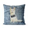 Adventure is out there cushion White Collie Faded Ephemera Denim front view
