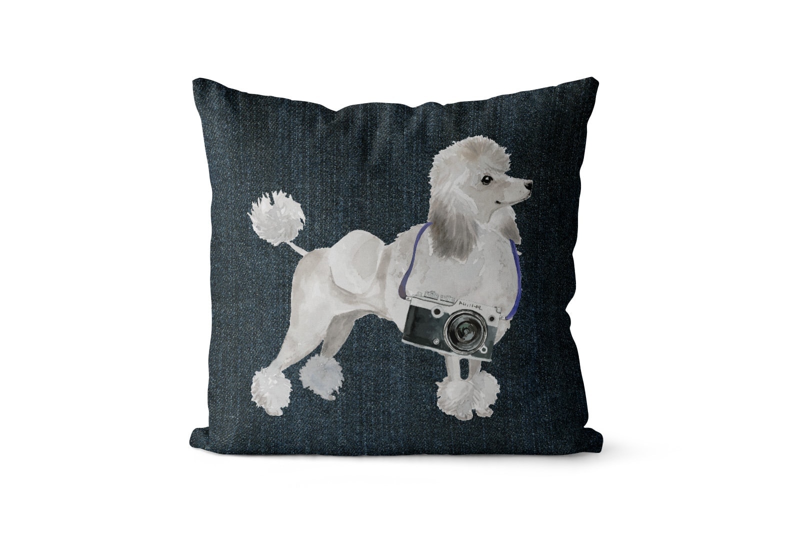 White poodle dog Inspired Denim Style Throw Pillow Cushion - Travel collection 8 White poodle dog Inspired Denim Style Throw Pillow Cushion - Travel collection - Image 7